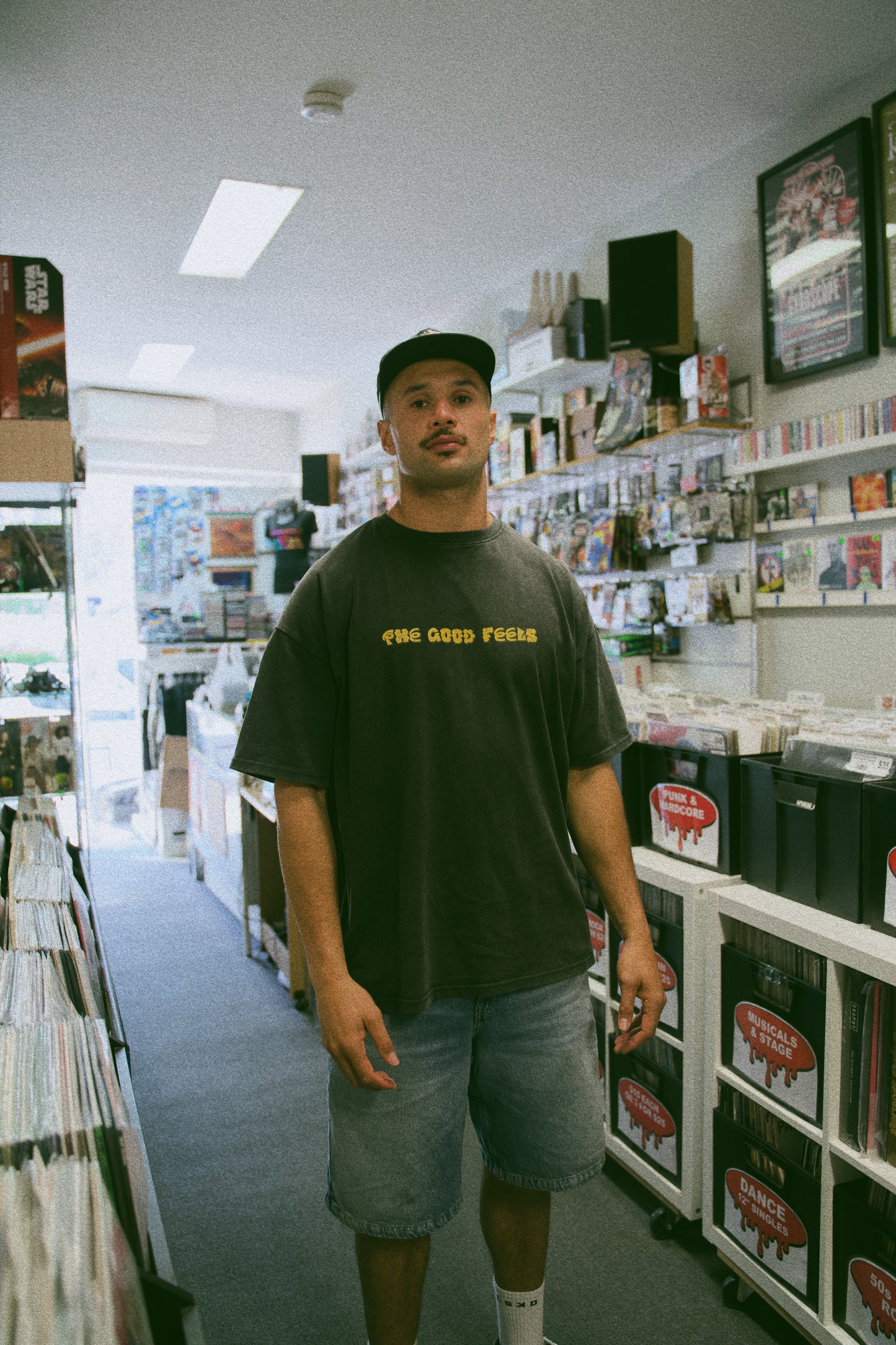 Records Tee In Stonewash