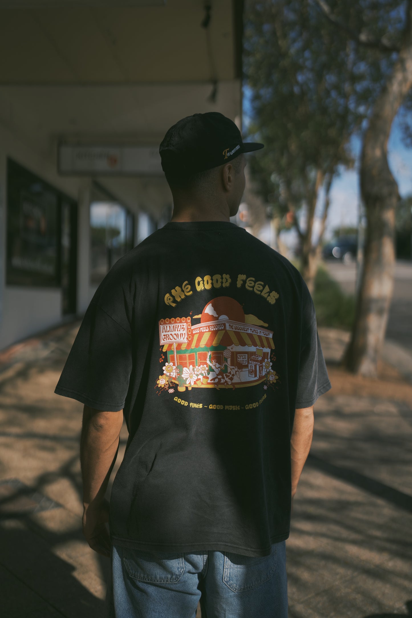 Records Tee In Stonewash