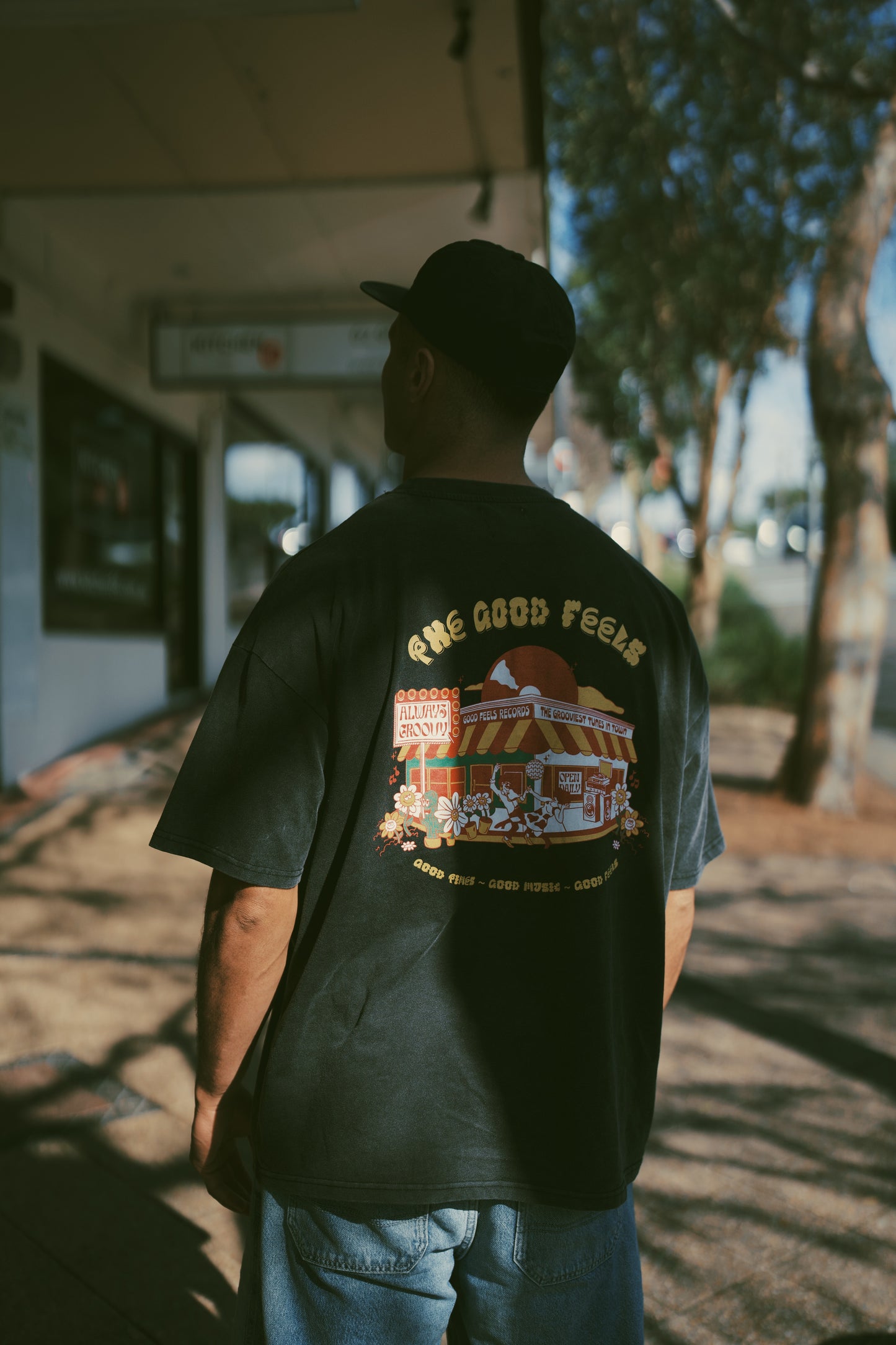 Records Tee In Stonewash