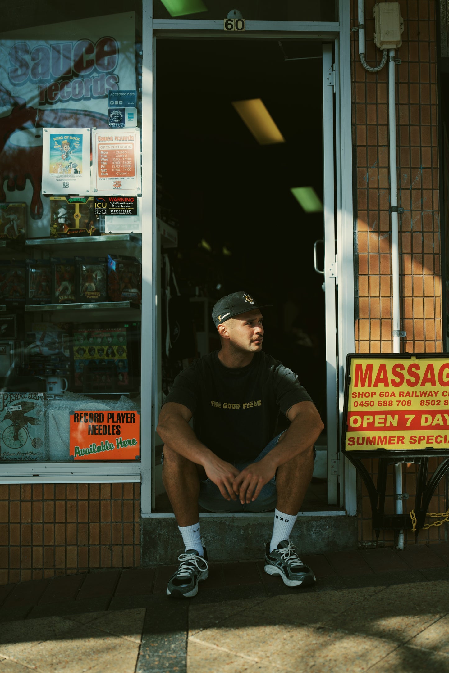 Records Tee In Stonewash